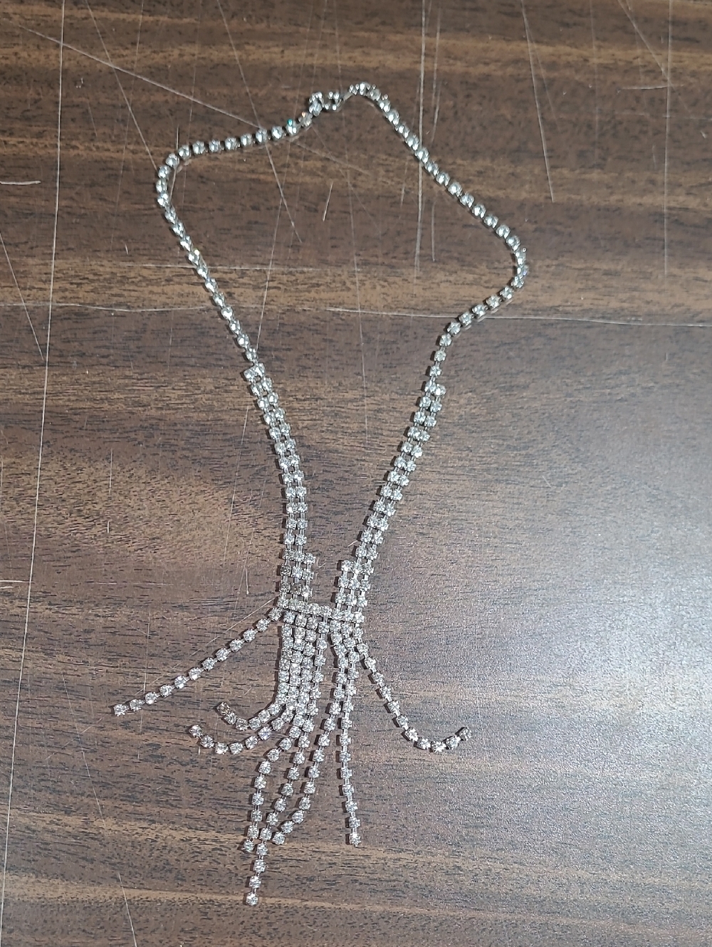 Silver-Tone Crystal Fringe Necklace - Elegant Women’s Jewelry